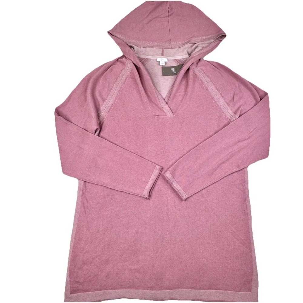 J Jill Hoodie Womens Large Pink Lightweight Pullover Jacket Hooded Shirt